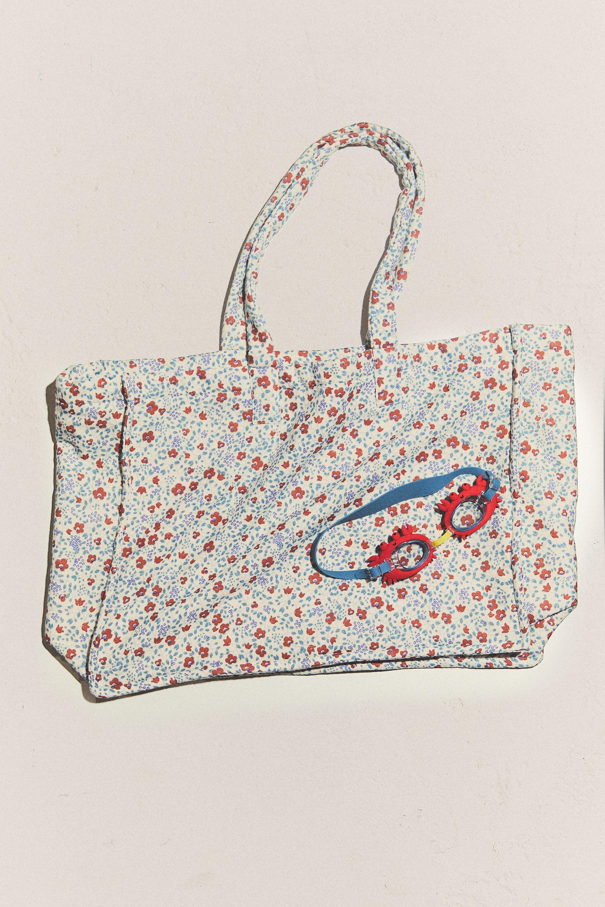 SAC DE PLAGE FLEURI EN COTON